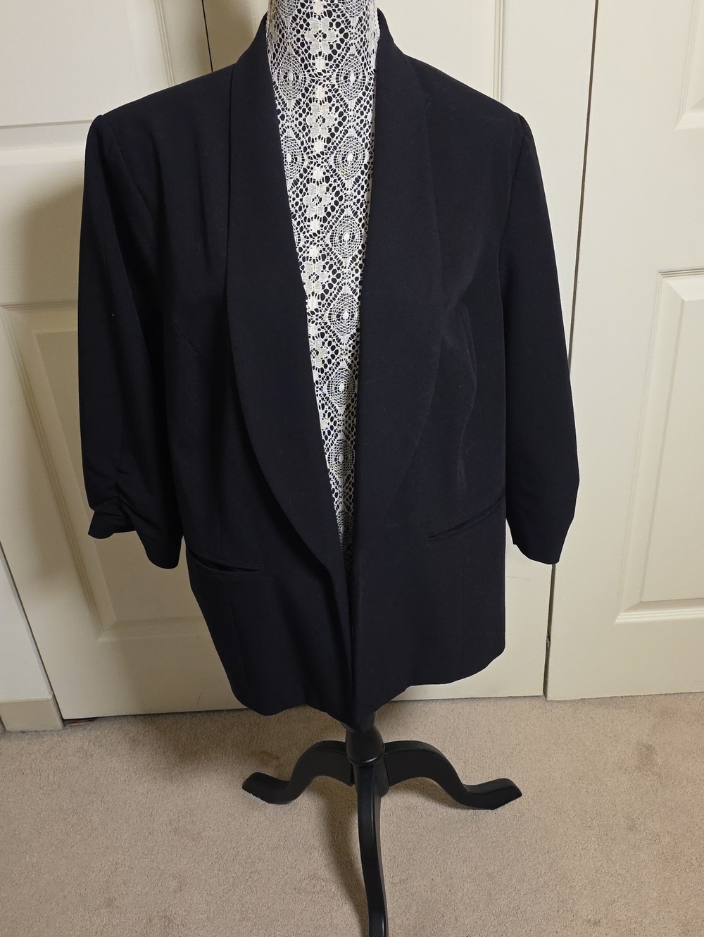 Worthington Black Open-Front Draped Blazer